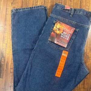 NWT Men's RK Brand Real Work Wear Denim Blue Jeans 40x38" Big & Tall 100% Cotton